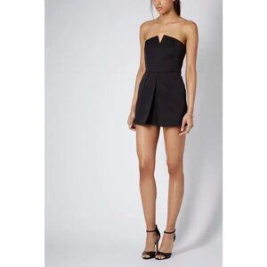 NWT Topshop Black Strapless notched neck Elegant Tuxedo mini dress Romper 2 NEW